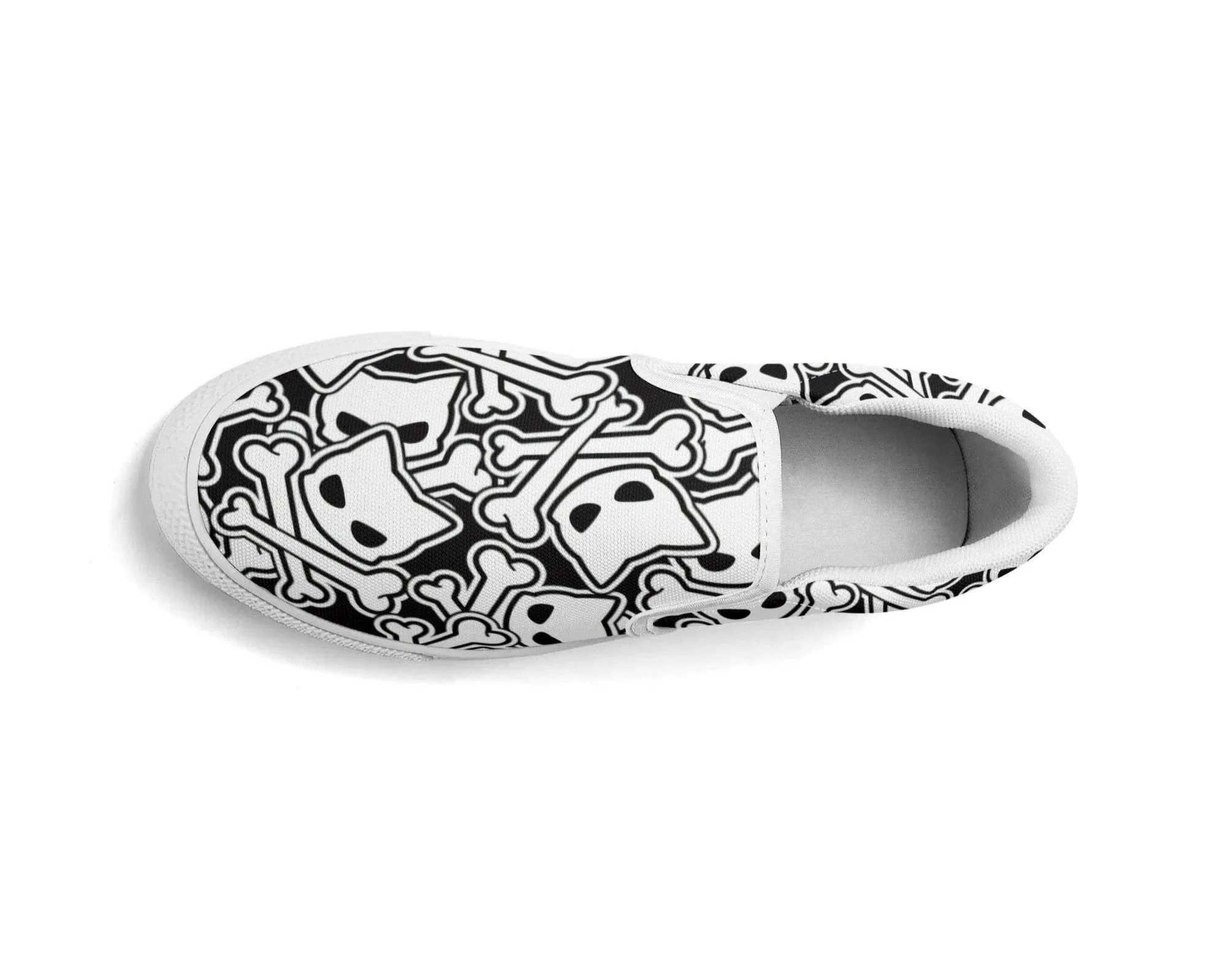 Kitty Skulls Slip Ons