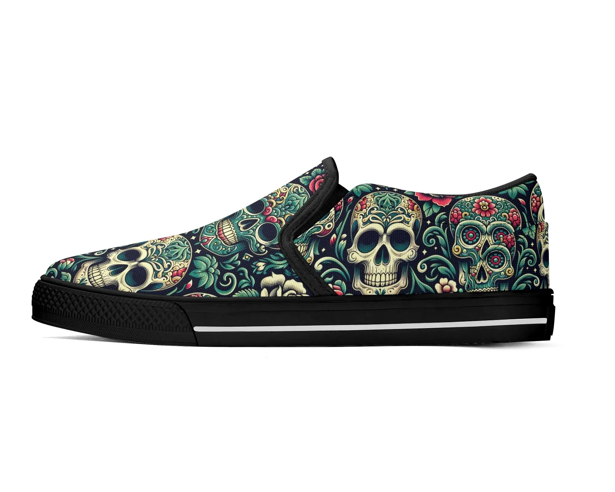 Sugar Skull Slip Ons