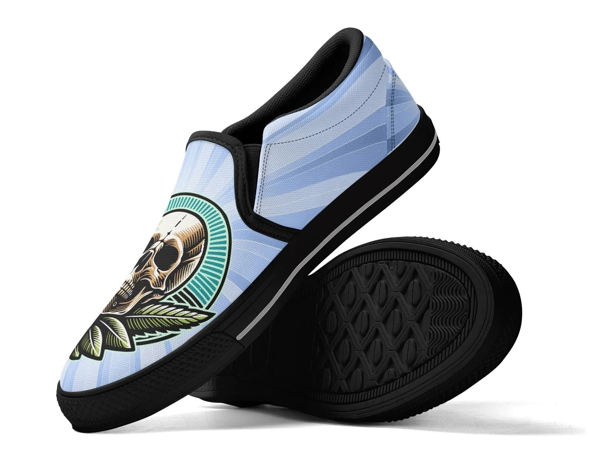 Skull With Rays Slip Ons