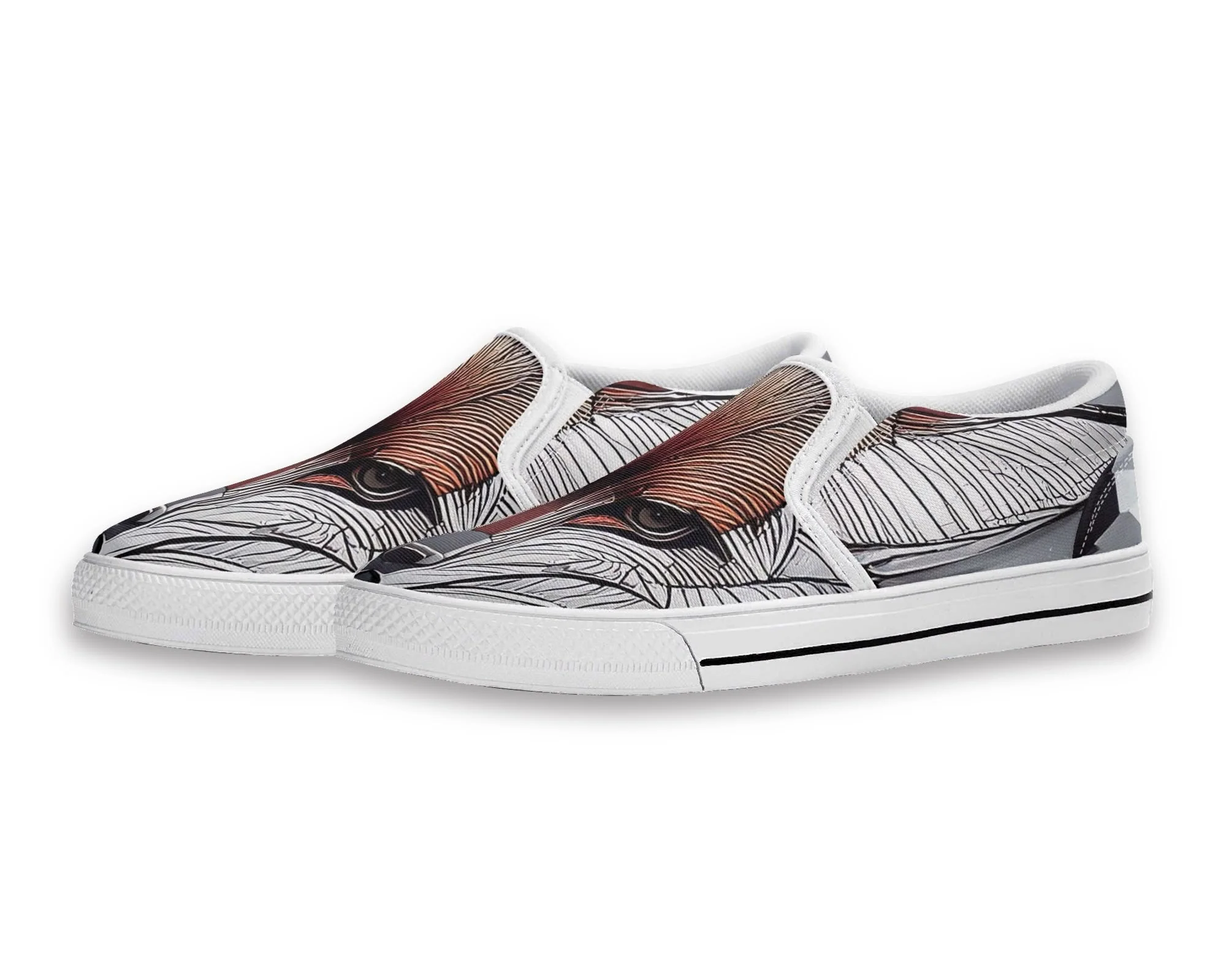 Abstract Skull Slip Ons