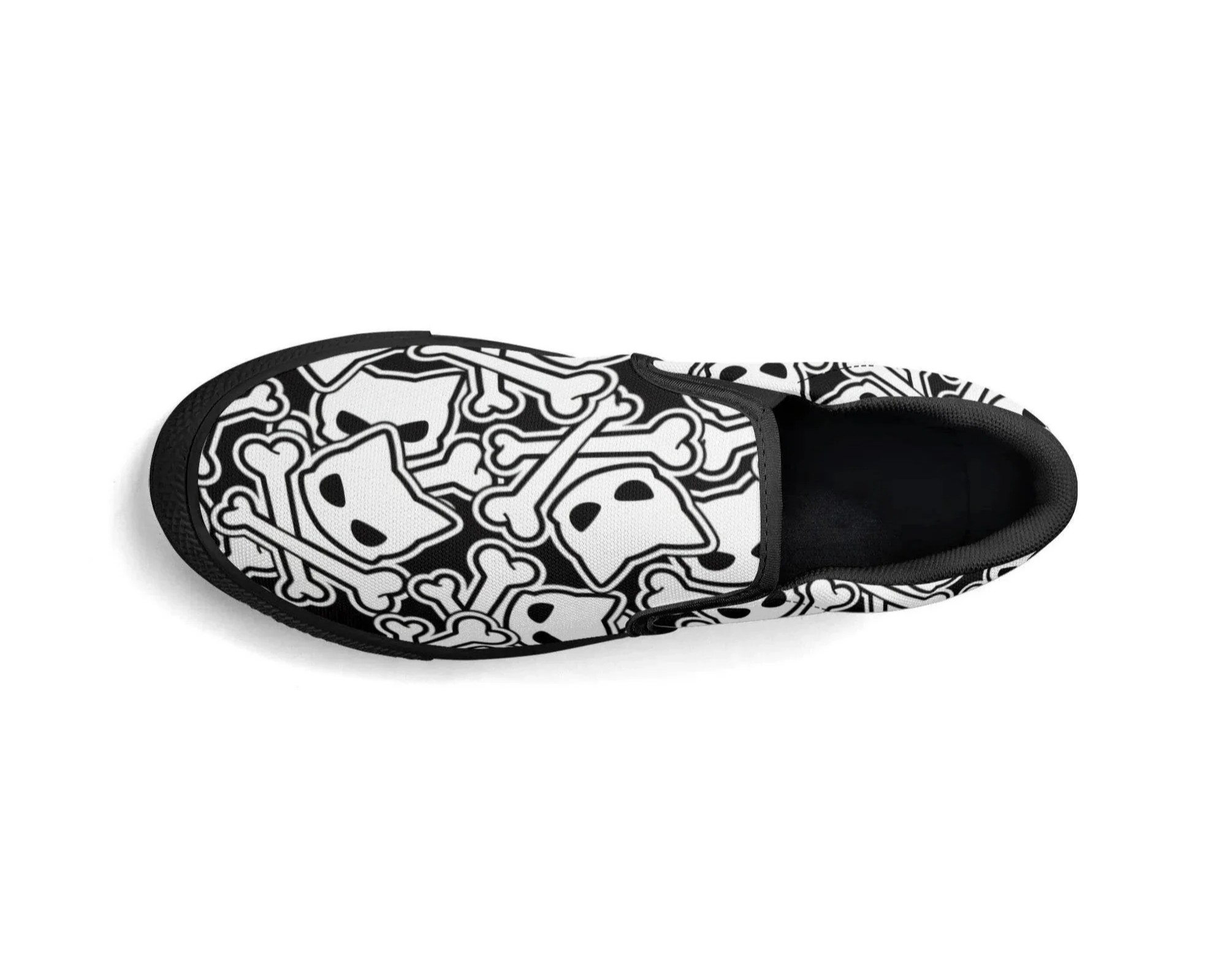 Kitty Skulls Slip Ons