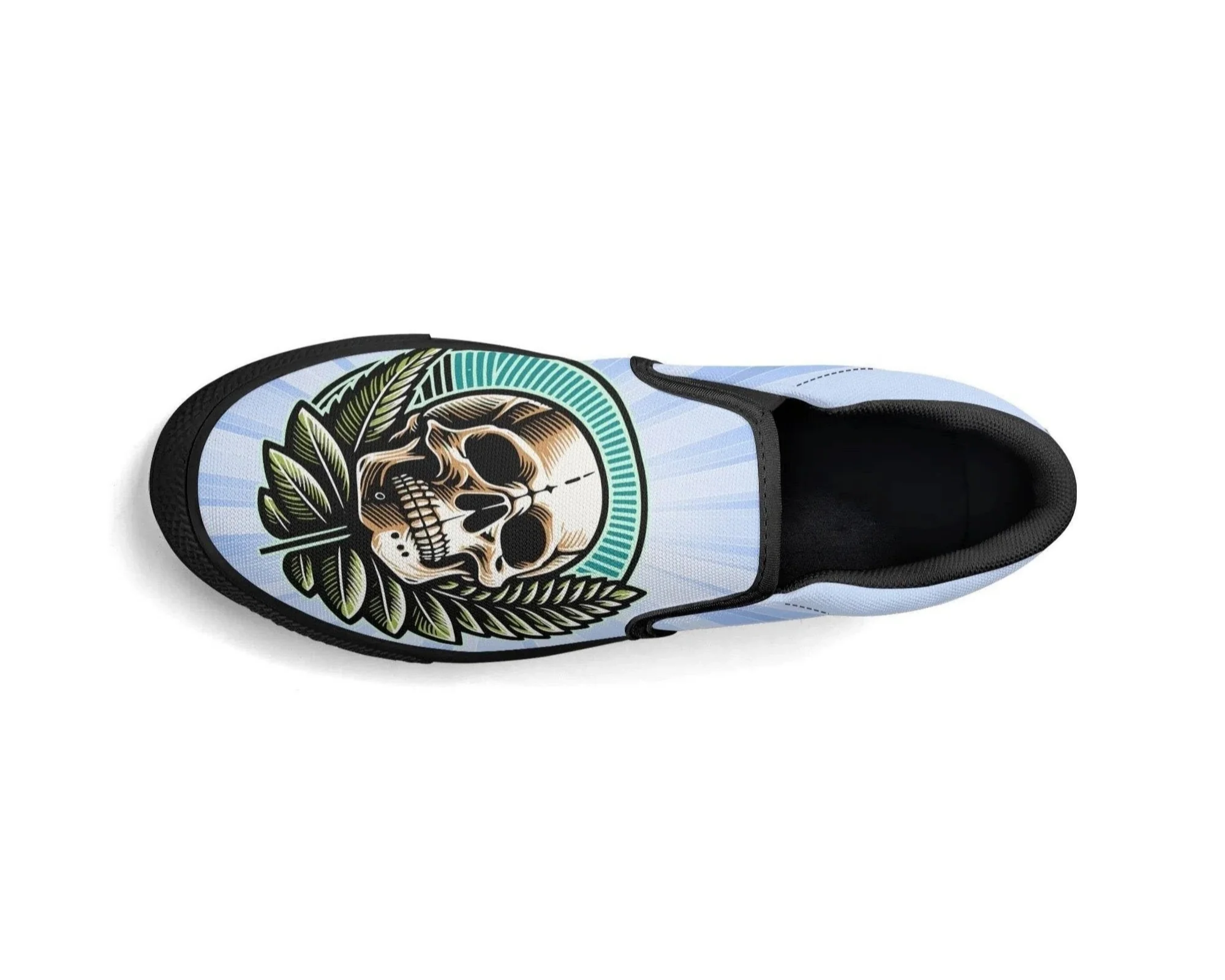 Skull With Rays Slip Ons