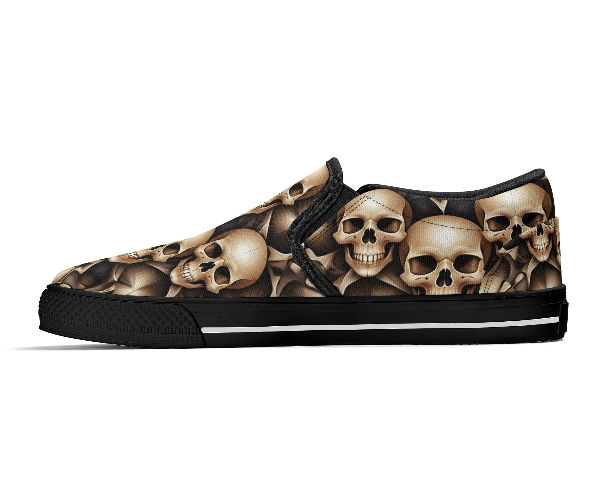 Bronze Skull Slip Ons