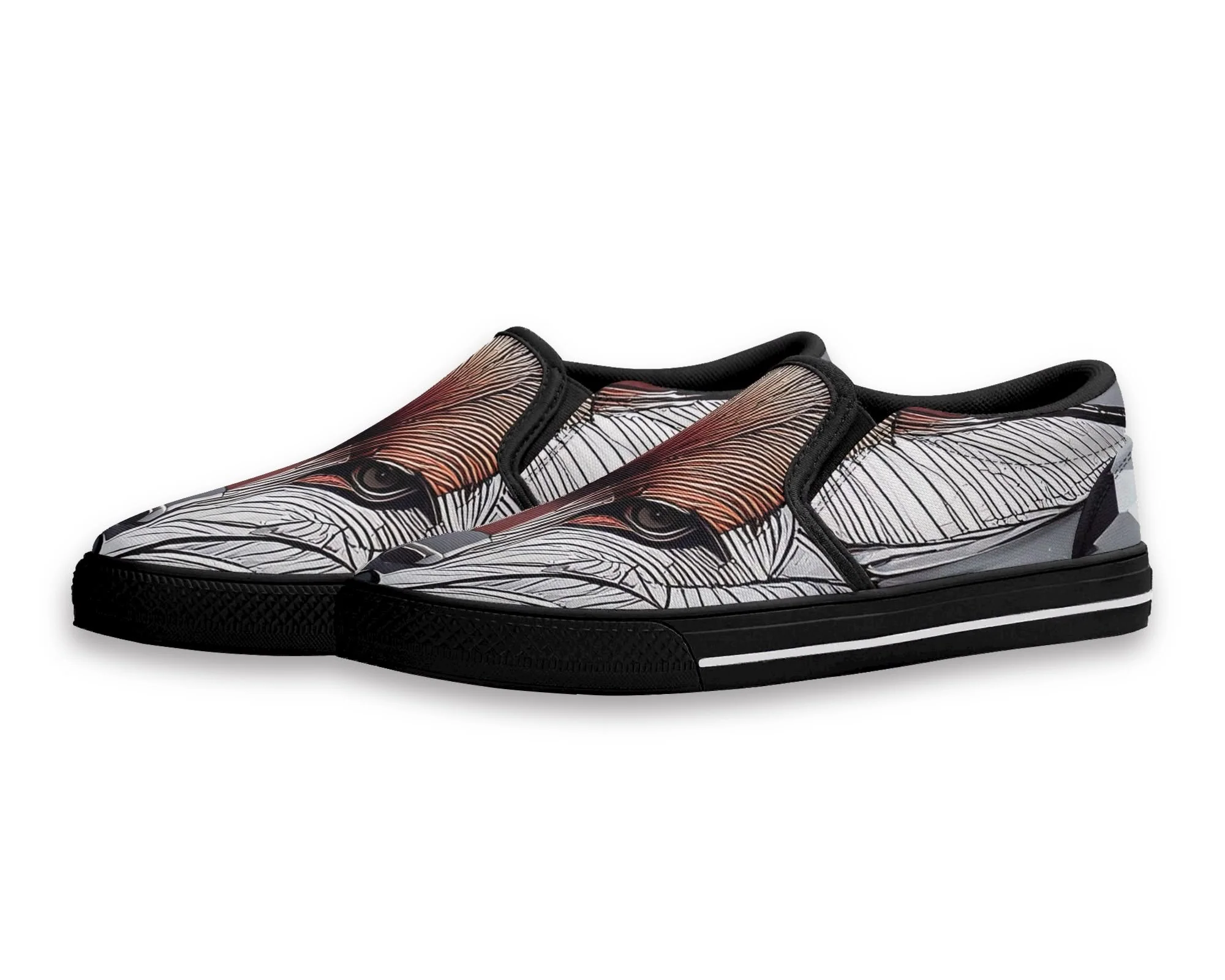 Abstract Skull Slip Ons