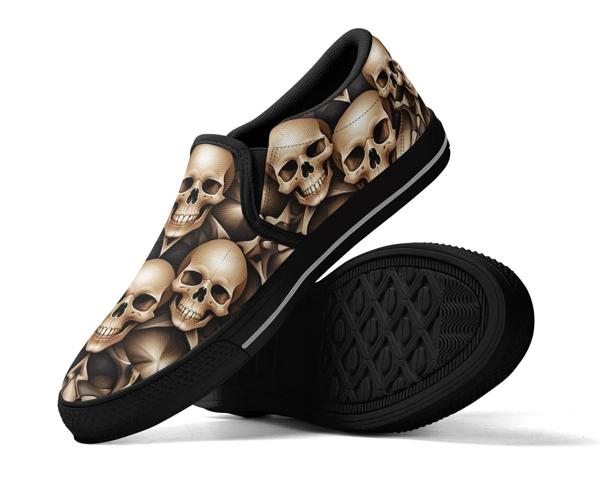 Bronze Skull Slip Ons