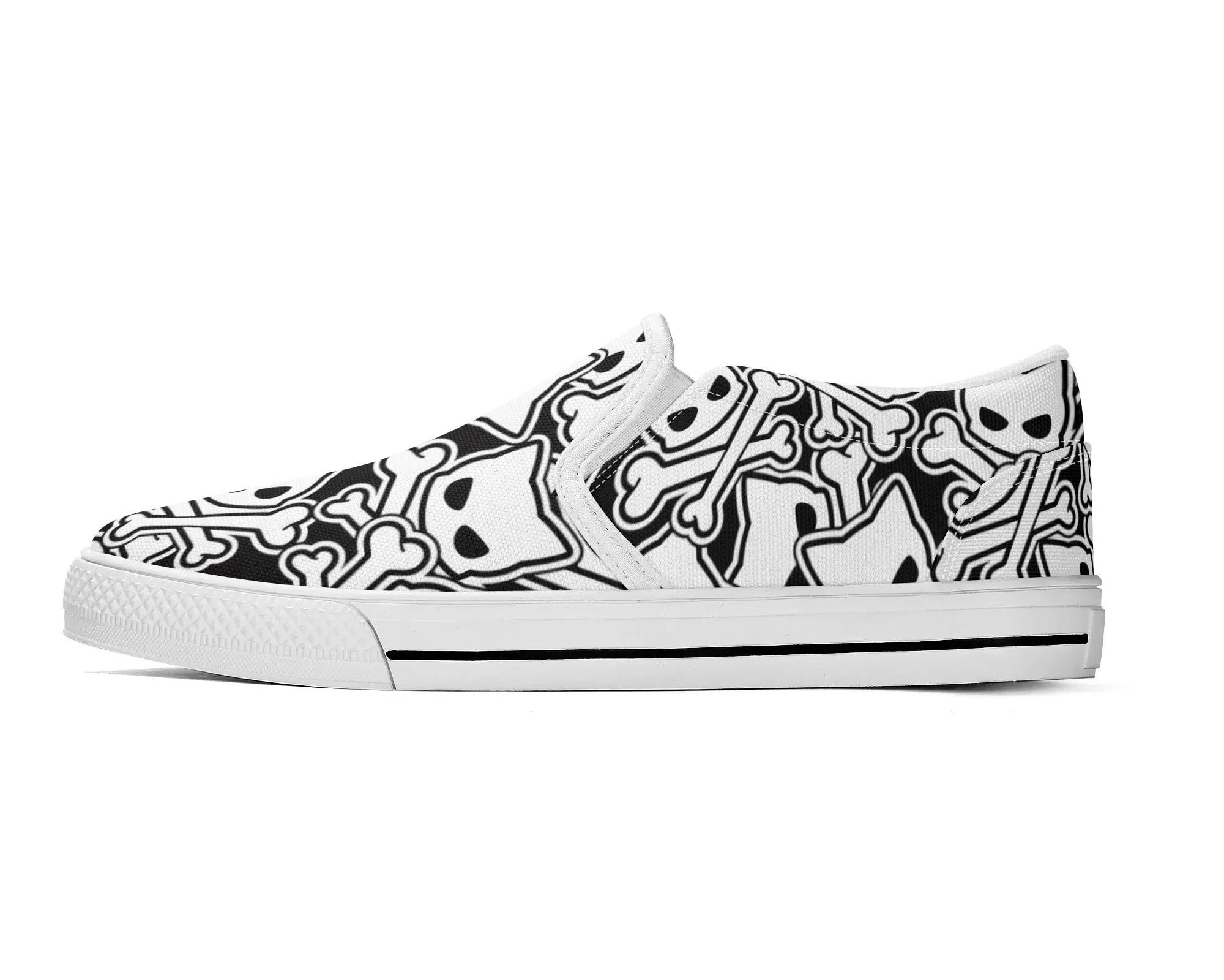 Kitty Skulls Slip Ons