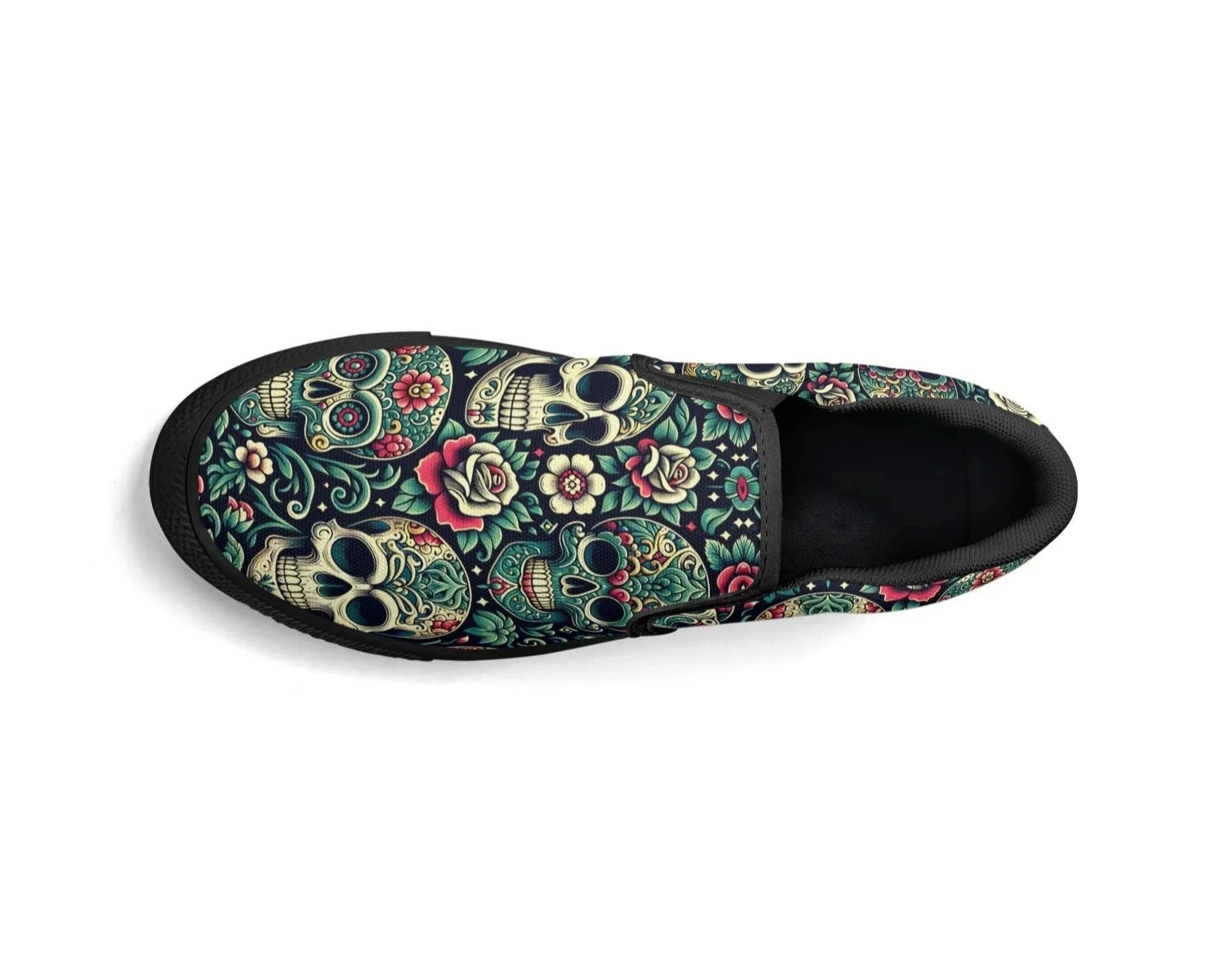 Sugar Skull Slip Ons