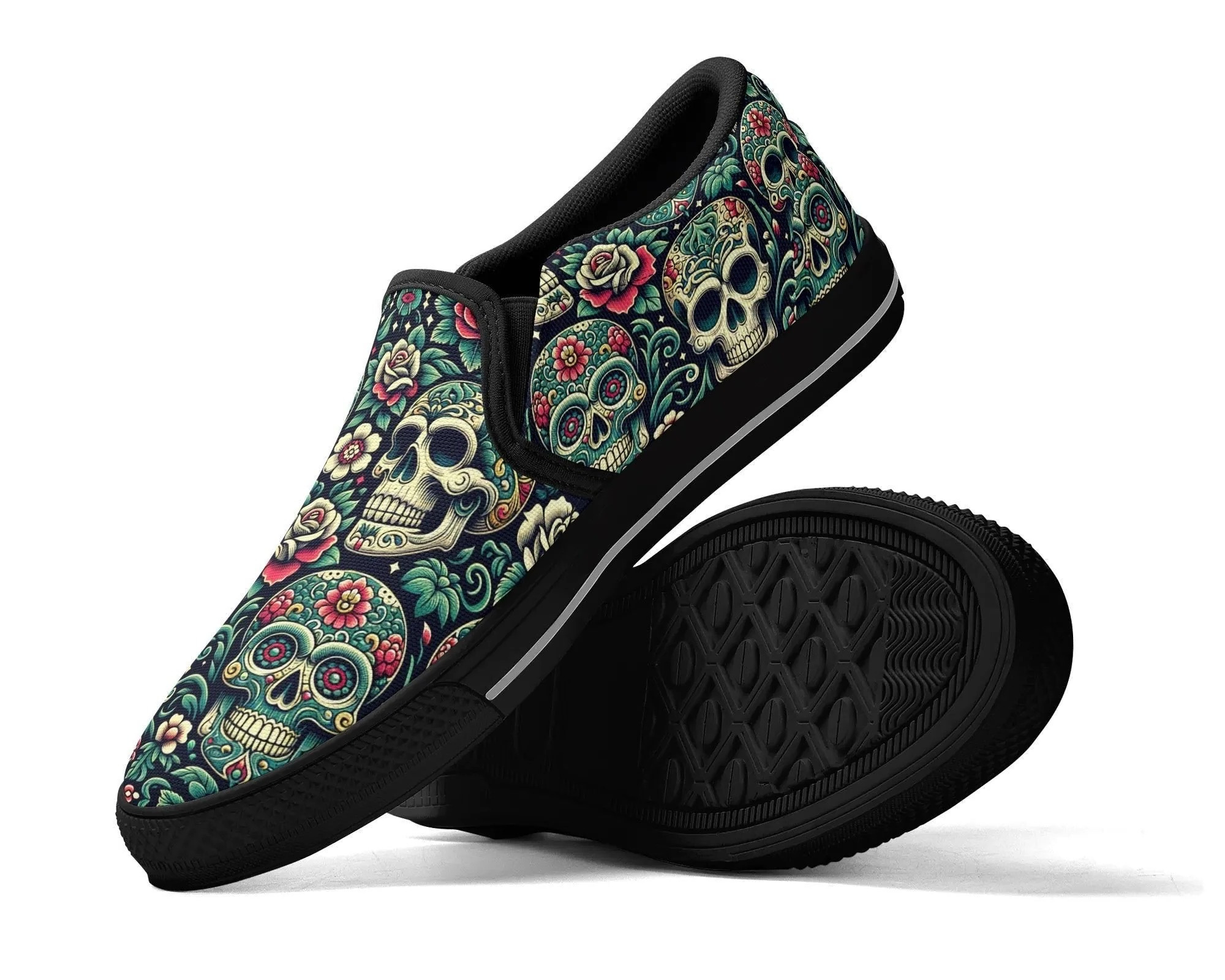 Sugar Skull Slip Ons