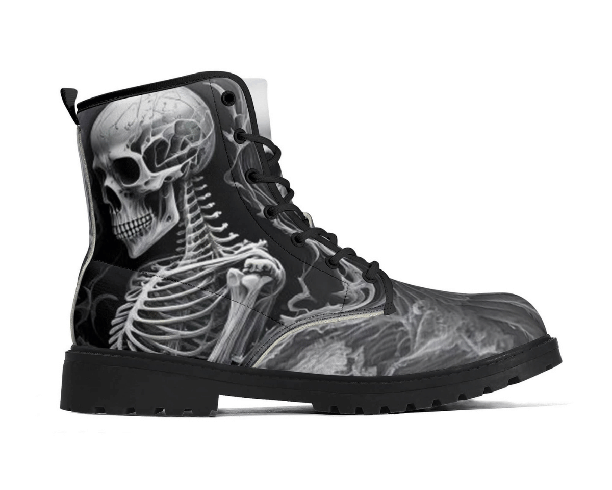 Steadfast 7 Skeletal Sketch Classic Boots Side View - Pencil Style Skeleton Design
