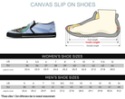Size Chart for Black Skull with Rays Slip On Sneakers by Steadfast 7 - Custom Canvas Shoes Sizing Guide