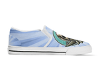 White Skull with Rays Slip On Sneakers - Traditional Tattoo Burst Design by Steadfast 7, Custom Canvas Shoes
