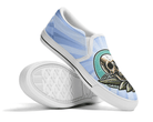 White Skull with Rays Slip On Sneakers - Traditional Tattoo Burst Design by Steadfast 7, Custom Canvas Shoes