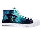 White Straw-man High Top Sneakers - Gothic Scarecrow Night Design by Steadfast 7, Custom Canvas Shoes